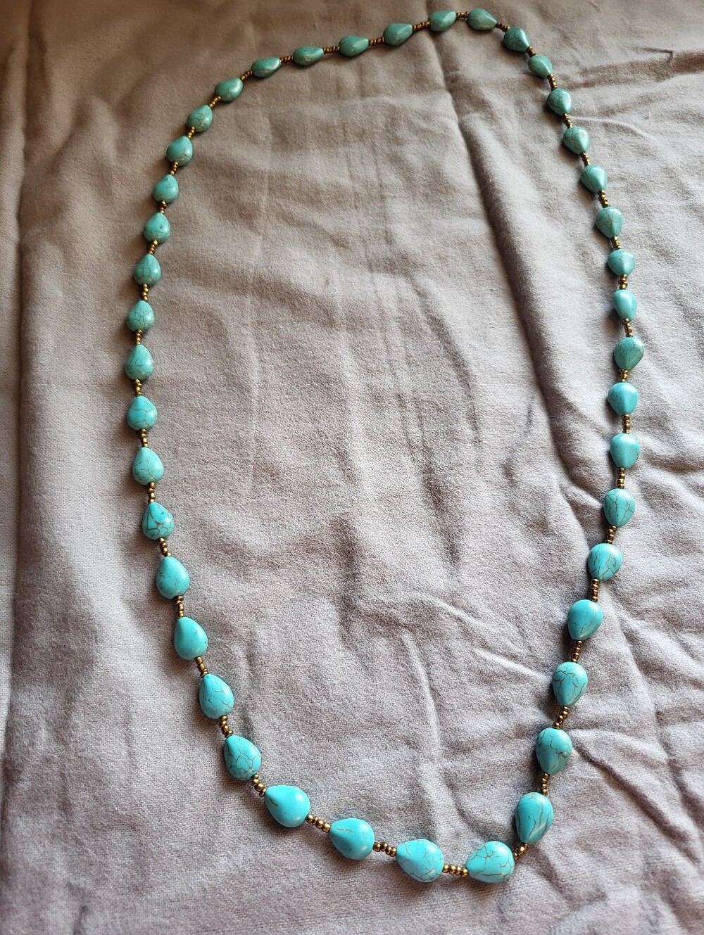 Turquoise Teardrop Bead Necklace - Women's Jewelry